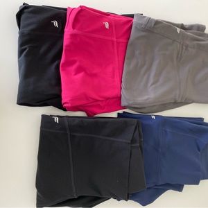 Set of 2 Fabletics maternity leggings and 3 bike shorts